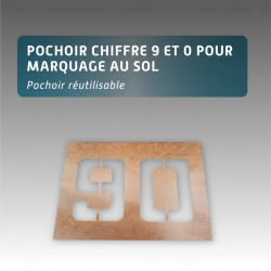 Pochoir chiffre 9 et 0 pour marquage au sol